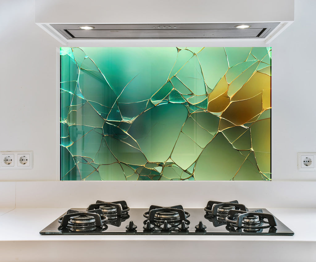 a picture of a broken glass window in a kitchen