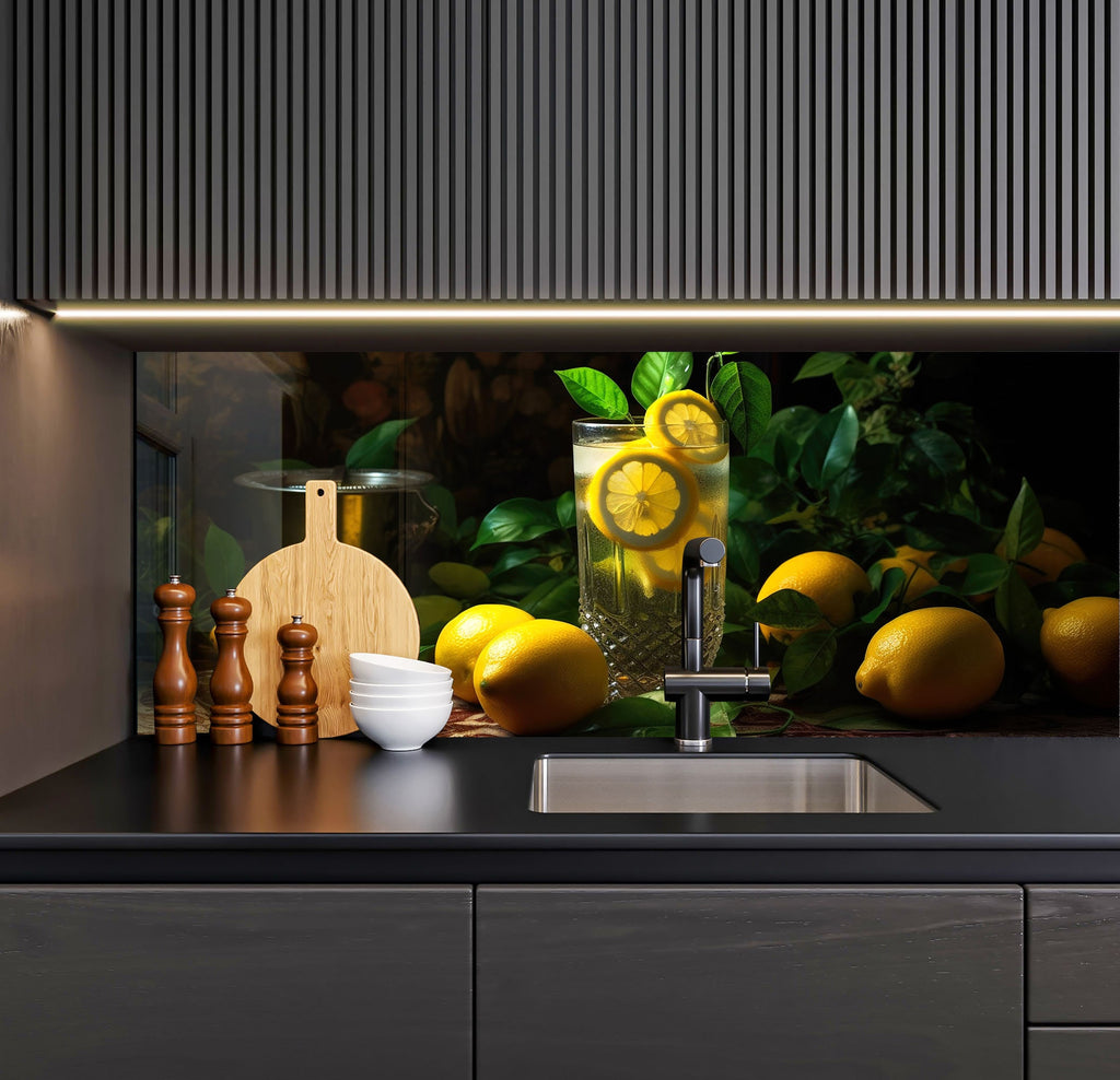 a kitchen with a sink and a counter top