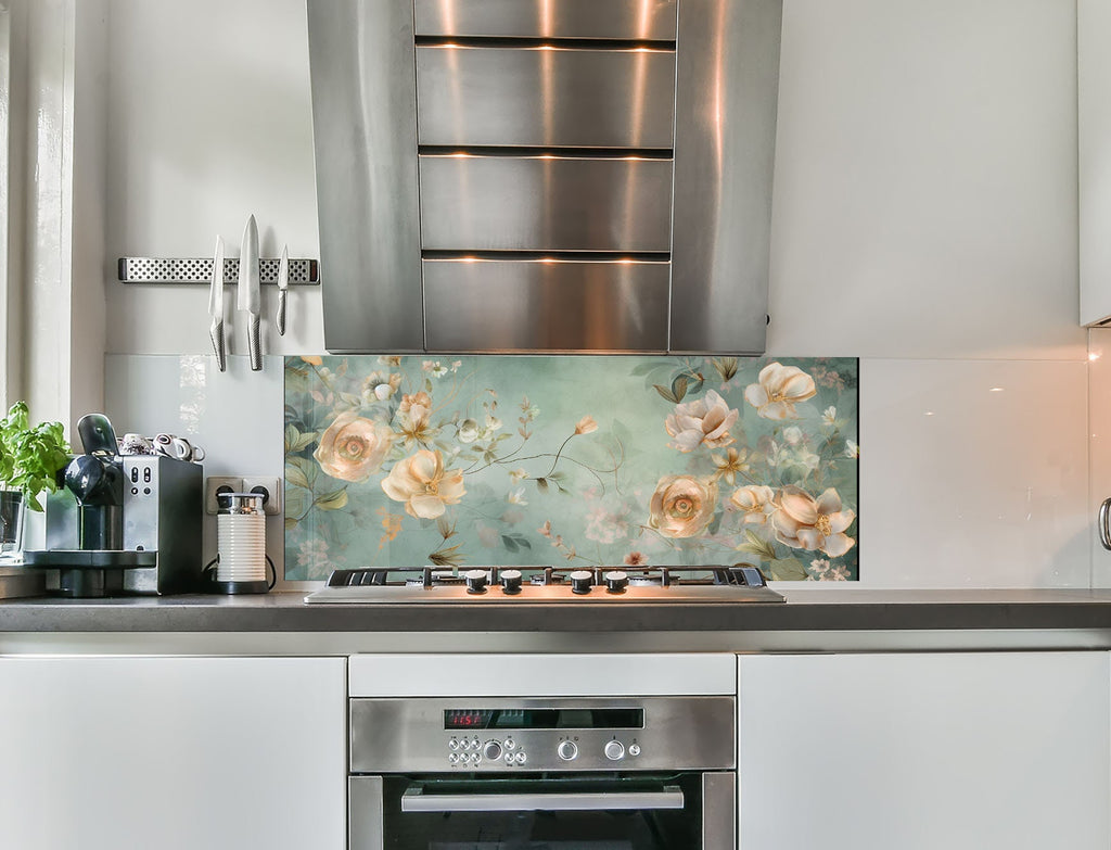 a stove top oven sitting inside of a kitchen