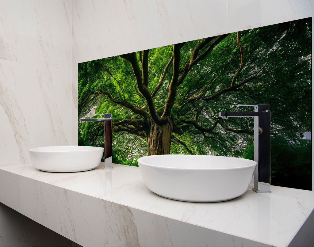 two white bowls on a counter in a bathroom