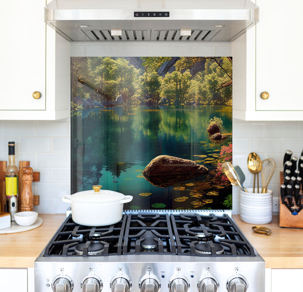 a stove top oven sitting inside of a kitchen