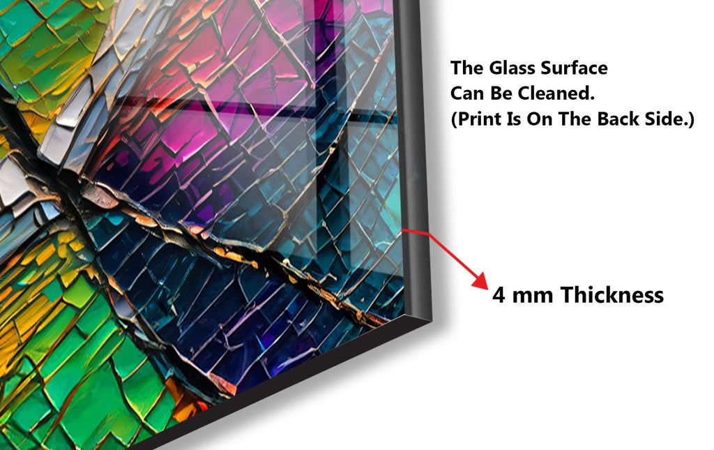 a picture of a multicolored glass wall hanging on a wall