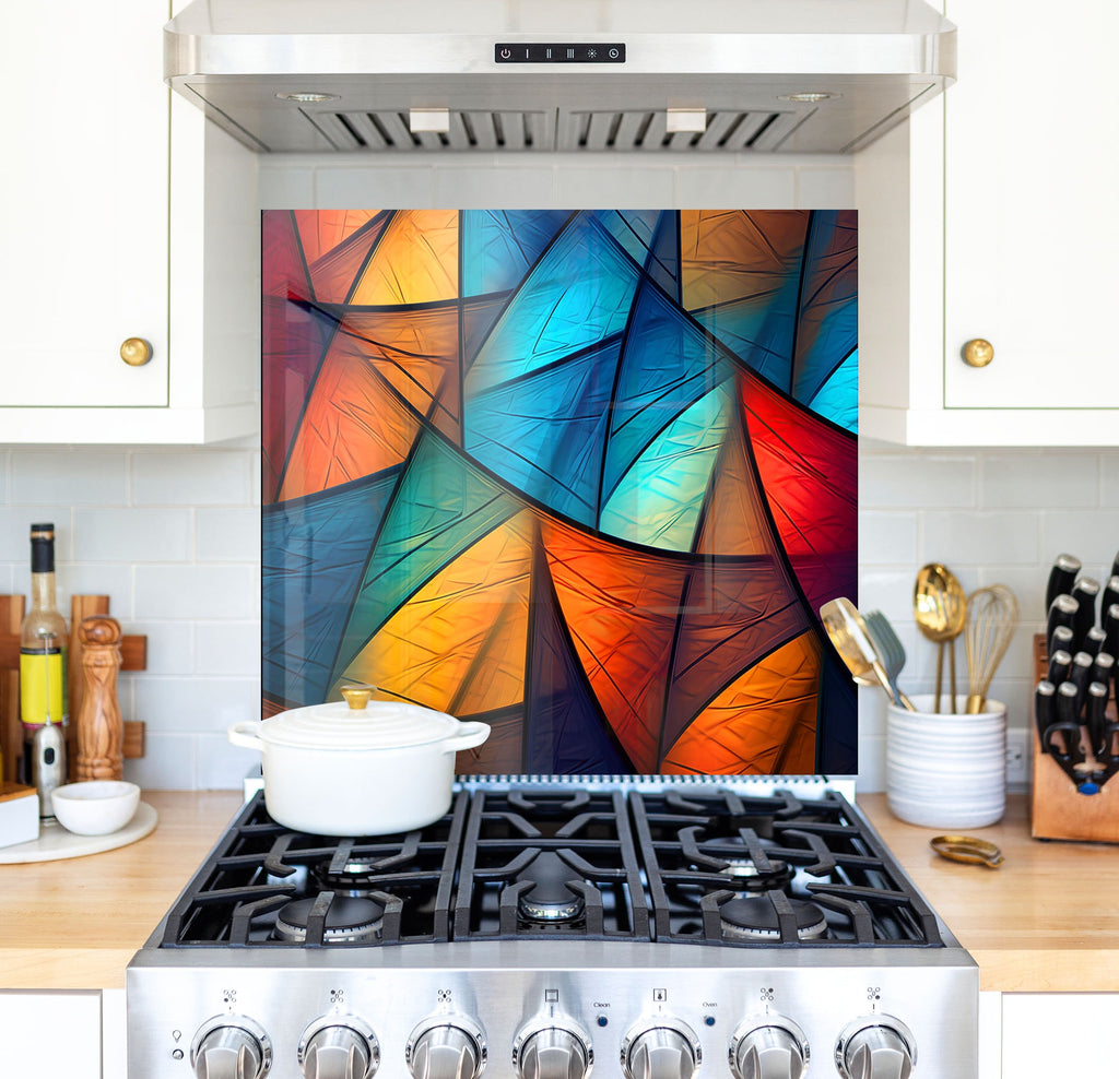 a painting on a stove top in a kitchen