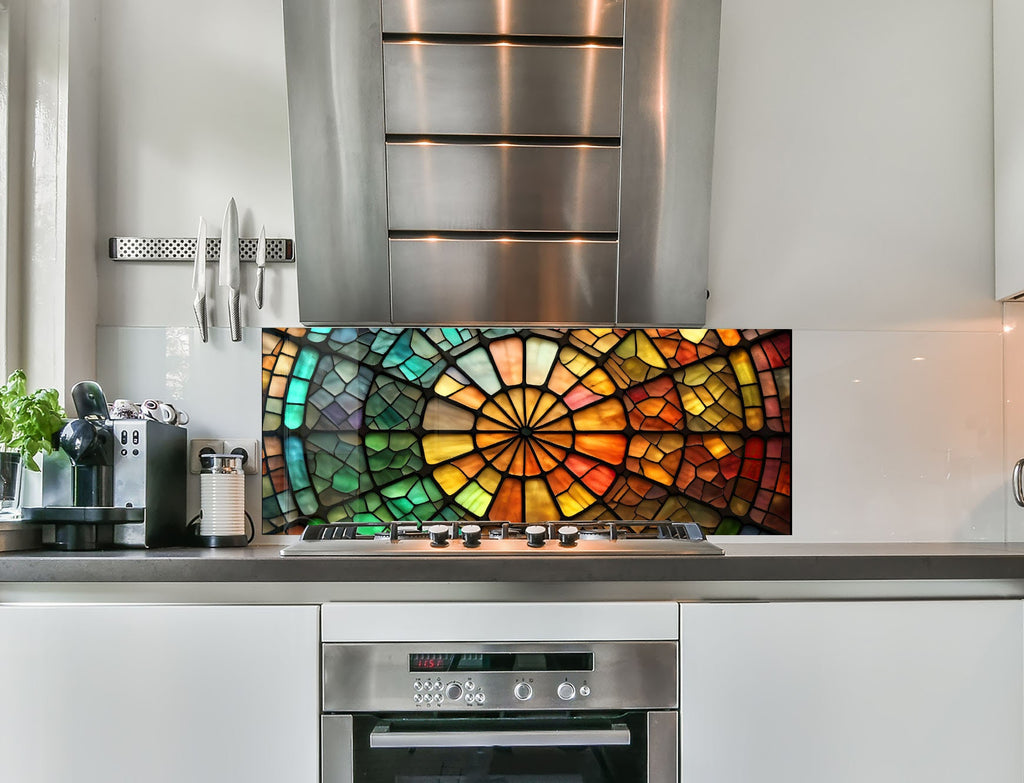 a kitchen with a stainless steel stove top oven